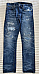 Polo Ralph Lauren Varick Slim Straight Paisley Patchwork Ripped Blue Jeans 34x34