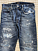 Polo Ralph Lauren Varick Slim Straight Paisley Patchwork Ripped Blue Jeans 34x34