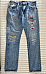 Polo Ralph Lauren Sullivan Slim Patchwork  Distressed Ripped Blue Jeans 34x34