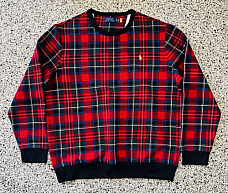 Polo Ralph Lauren Mens XL Tartan Plaid Fleece Lined Crew Sweatshirt Xmas