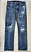 Polo Ralph Lauren Varick Slim Straight Patchwork Ripped Blue Jeans Mens 34x34