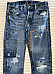 Polo Ralph Lauren Varick Slim Straight Patchwork Ripped Blue Jeans Mens 34x34